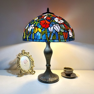 Lámpara de Mesa LED Tulipán con Cúpula de Vidrio Estilo Mediterráneo, Flexible, Ecológica, de Longhuijing, 16 Pulgadas, AC E26, para Lectura Junto a la Cama - Product Image 2
