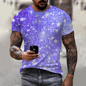 T-shirt da <span class=keywords><strong>uomo</strong></span> estiva con stampa 3D glitterata, taglie forti, stampa all-over, OEM e ODM - Product Image 3