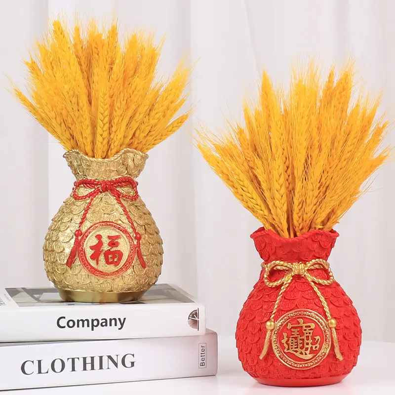 China Wohnkultur Großhandel andere Hochzeits dekorationen Neujahr Dekorationen goldene Glücks tasche Weizen Ornamente Anzug