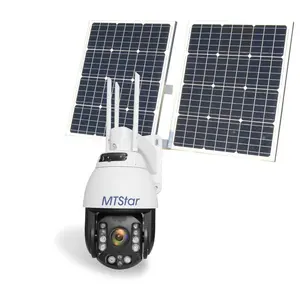 2MP 1080P 20X星光sim卡太阳能相机4g供电自动跟踪4g太阳能PTZ摄像机闭路电视摄像机