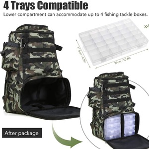 Camouflage Fishing Backpack Large Capacity With Bait Storage For Outdoor Fishing <b>Tackle</b> Organization Unisex 600D Oxford Cloth - Product Image 4