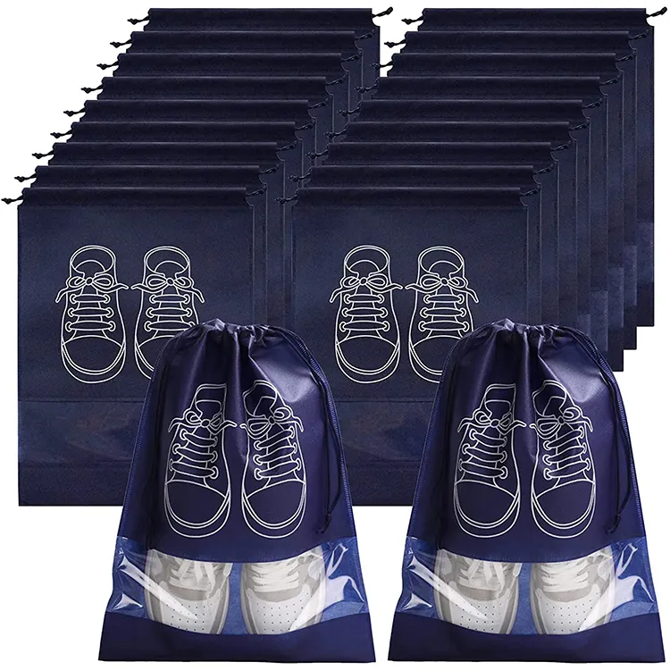 Novo produto saco de sapatos de armazenamento com cordão para viagem, saco de sapatos com cordão à prova d'água com logotipo personalizado, saco de sapatos à prova d'água