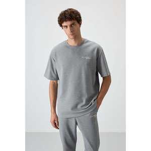 Conjunto Deportivo de Algodón Gris Melange para Hombre, Casual, Transpirable, Corte Holgado, 340 Gramos - Product Image 2