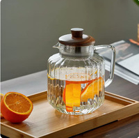 Carafe à eau en verre borosilicate épais, minimaliste, résistante à la chaleur, écologique, 1500 ml (50 oz), idéale pour le thé glacé, la limonade et les jus