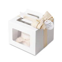 Boîte à gâteau en papier personnalisée avec poignées, boîte de transport pliable pour gâteaux avec fenêtre transparente, boîtes de boulangerie