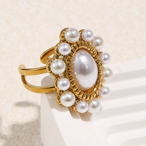 Dreamshow Imitatie Parel Trends Producten <span class=keywords><strong>2026</strong></span> Ovale Signet <span class=keywords><strong>Ring</strong></span> Verlovingsring Verguld Roestvrij Staal Sieraden - Product Image 4