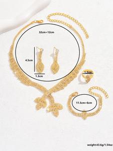 Ensemble collier et pendentif en zircon plaqué or pour femme avec chaîne de clavicule et boucles d'oreilles, style européen transfrontalier, vente en gros - Product Image 5