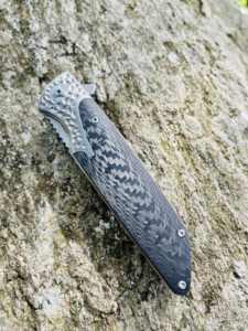 سكين جيب قتالي تصنعه بنفسك في الهواء الطلق التيتانيوم + مقبض من ألياف الكربون الفولاذ المقاوم للصدأ التخييم الصيد الصيد الإنقاذ التكتيكي - Product Image 6