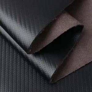 Ücretsiz örnek yeni Trend tasarım 1.7mm karbon fiber desen sentetik deri süet imitasyon deri PVC deri kumaşlar için araba