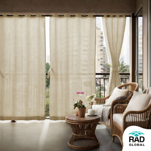 Ivory Glow <b>Eyelet</b> Outdoor <b>Curtains</b> 180 GSM with Soft Neutral Elegance and Light Filtering Weather Resistant Fabric for Sale - Product Image 4