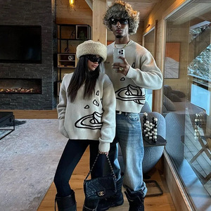 Custom Logo Geometric Pattern Men's <b>Pullover</b> Sweater Crew Neck Long Sleeve Knitted Winter - Product Image 4