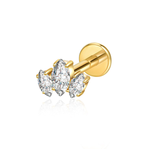 Labret en Titane G23 avec Zircon Marquise, Barre Droite pour Piercing Langue et Oreille, Bijoux de Corps pour Femme, Vente en Gros - Product Image 3