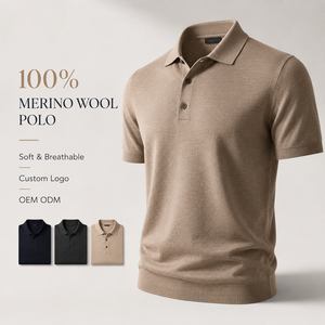Polo de Lana Merino de Lujo Personalizado para Hombre, Transpirable, Antiolor, Ligero, Tejido Suave, OEM ODM - Product Image 1