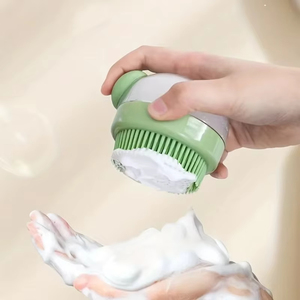 Silicone Pet Bath Brush with Soap Dispenser - Gentle <b>Massage</b> for Dogs and <b>Cats</b>, Easy Bathing and Grooming Solution - Product Image 2