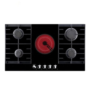 Placa <span class=keywords><strong>de</strong></span> Cocción Híbrida Negra para Cocina, a <span class=keywords><strong>Gas</strong></span>, Integrada, Aplicación GLP, Eficiente Energéticamente, <span class=keywords><strong>de</strong></span> Vidrio, para Uso Doméstico - Product Image 1