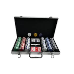 Juego de juegos de póquer con caja de aluminio OEM 300 Fichas de póquer Texas Hold'em ABS