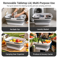 Bacs et seaux de camping en PP TPR, seau de 5 gallons avec couvercle, qualité alimentaire, pour laver, pliable, 20 litres