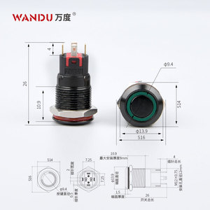 Đen Tròn Power Symbol 12 Mét Cài Đặt Đường Kính Kim Loại Push <span class=keywords><strong>Button</strong></span> Chuyển Đổi Chức Năng, Đa Màu Sắc Với Ánh Sáng - Product Image 3