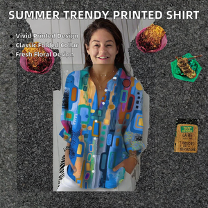 Camisas de Manga Larga para Mujer, Novedades de Verano 2025, Camisas Casuales con Estampado Floral de Leopardo, Corte Regular, Estampados Digitales - Product Image 2