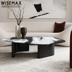 WISEMAX FURNITURE luxury natural marble coffee table sofa end table central table for modern home hotel lobby furniture oval