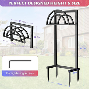 Soporte para mangueras de exterior, con capacidad para mangueras de 150 pies, soporte independiente para almacenamiento de mangueras, soporte metálico desmontable. - Product Image 2