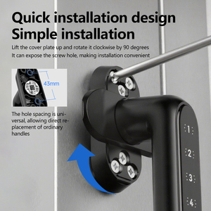 قفل باب ذكي من سبائك الزنك، دخول بدون مفتاح، بصمة الإصبع، كلمة مرور، بطاقة، مفتاح، قفل تلقائي، تصميم مضاد للتطفل لأمان المنزل والمكتب - Product Image 2