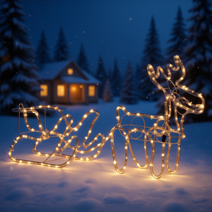 Decoración Navideña de Reno y Trineo con Luces LED Cálidas Blancas (35 Luces), Estructura de Acero, para Uso en Interiores y Exteriores - Product Image 2