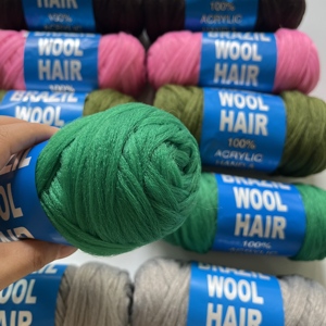Fil à tricoter en polypropylène naturel vert, rouge vin, <span class=keywords><strong>blond</strong></span>, 70g, en vrac, laine brésilienne, fil à cheveux à trame simple pour tressage - Product Image 2