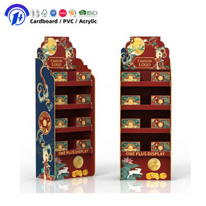 Custom Cardboard Floor Display Stand Eco-friendly Corrugated POP Display Rack for <strong>Mooncake</strong> Gift Box Food Retail Promotion - Product Image 1