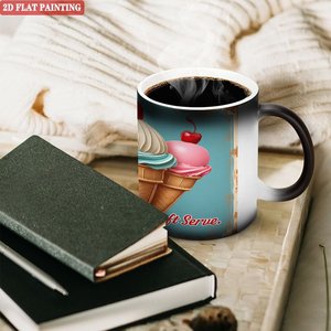 Frosted Black 11oz <b>Ceramic</b> <b>Mug</b> Heat Color Changing Drinking Cup Apartment Kitchen Essential - Product Image 3