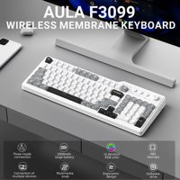 Teclado Inalámbrico Tri-Modo AULA F3099 con Retroiluminación RGB, Recargable, Silencioso y Ergonómico para PC de Escritorio y Gamers