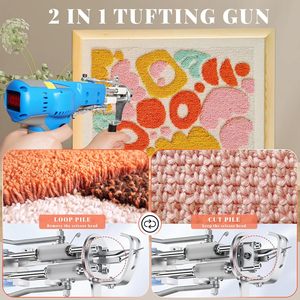 <span class=keywords><strong>Pistolet</strong></span> à tufter AK-V 2-en-1 avec tondeuse, moteur sans balais, lumière LED et tondeuse de précision – Kit de démarrage pour <span class=keywords><strong>pistolet</strong></span> à tufter - Product Image 2