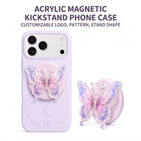 Support de téléphone magnétique pliable en acrylique imprimé sur mesure de luxe avec béquille et coque en silicone doux au toucher pour iPhone 18 17