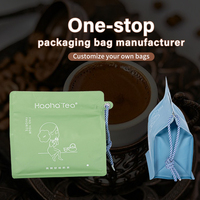 Sac à café à fond carré résistant à l'humidité imprimé sur mesure, matériau PE de qualité alimentaire, capacité de 100 g à 1 kg, fermeture éclair supérieure, emballage pour chewing-gum