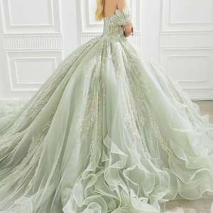 Vestido de Gala Elegante Largo para Fiesta de Quinceañera con Perlas y Escote Corazón con Apliques de Perlas para Bodas y Noches - Product Image 5