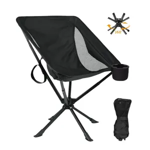 Lightweight Portable Customized 360 Degree Swivel Cliq Chair Aluminum Folding Camping Beach Chair