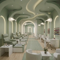 Table de manucure professionnelle pour salon de beauté, en bois et métal, avec tiroir de rangement, collecteur de poussière, mobilier sur mesure pour boutique, intérieur commercial, LED