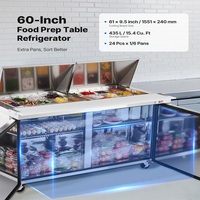 Réfrigérateur commercial VEVOR 48 pouces, plan de travail sous comptoir, 12,85 pieds cubes Contrôle numérique à double température en acier inoxydable de 1 pouce d'épaisseur