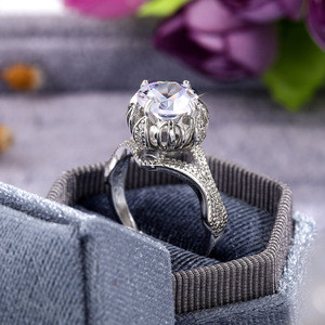 Anello da donna floreale a quattro punte, stile classico ed elegante, per la sposa, matrimonio, uso quotidiano, gioiello da dito abbinabile a tutto, regalo - Product Image 5