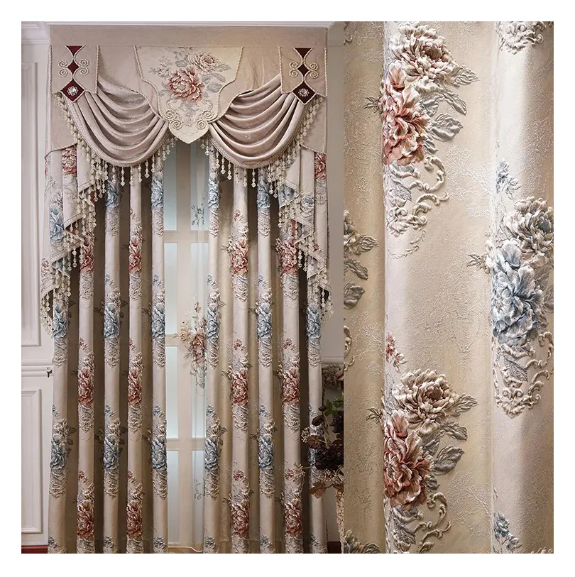 Готовые элегантные роскошные жаккардовые затемняющие оконные шторы для спальни для гостиной