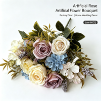 Fleurs en soie, roses artificielles, bouquet de roses claires d'automne, bouquets de roses artificielles en boule pour Noël et la rentrée scolaire