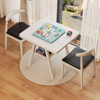 Ensemble de petites tables à thé et de chaises en bois massif Mini tables à manger de balcon en trois pièces exquises pour la maison et les loisirs