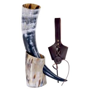 Corne à boire naturelle avec sangle en cuir réglable pour festivals et usage domestique à prix abordable, fabrication artisanale viking - Product Image 6