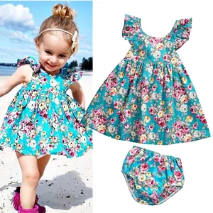 Children Clothes Girl Dresses Children Wholesale Girls Baby Kids Clothes Sets Summer Fashion Designer Floral Flower Kids Clothing Little Girls Dresses