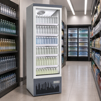 Vitrine réfrigérée verticale à porte vitrée simple, modes de refroidissement et de congélation, contrôle intelligent de la température pour usage commercial