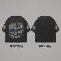 Nouveaux T-shirts Oversize pour Hommes en Coton de Haute Qualité, Style Vintage, Effet Délavé par Pulvérisation, avec Impression DTG Motif Course