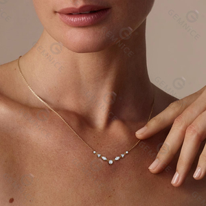 Gemnel Joyería de Alta Gama, Plata 925, Circonita Cúbica Multiforma, Exquisito Conjunto de Aretes y Collar con Colgante en Forma de Racimo - Product Image 2
