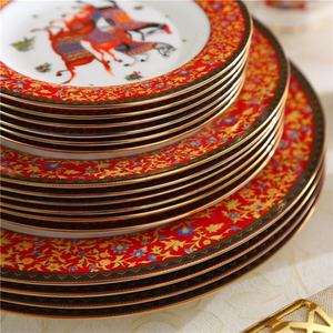 Juego de Vajilla de Porcelana de Lujo Europeo con 58 Piezas, Diseño de Caballos Rojos, para Decoración del Hogar y Comedor - Product Image 5