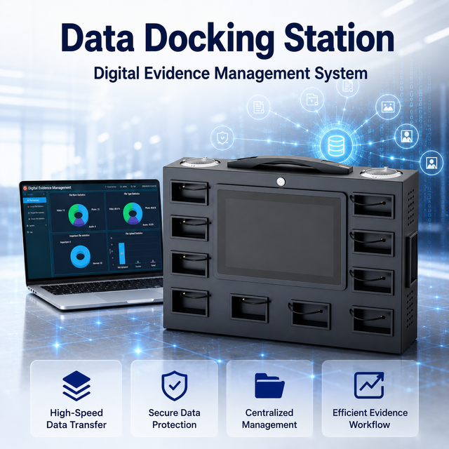 Smart 10-Bay Charging Docking Station with Auto Data Upload up to 32TB Storage DEMS Platform for Body Worn Camera