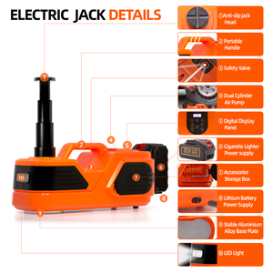 Martinetto Elettrico a Batteria al Litio da 5 Tonnellate, Kit Riparazione Auto 3 in 1 con Avvitatore a Impulsi, Gonfiatore Pneumatici e Luce LED, Sollevatore Auto Portatile - Product Image 5